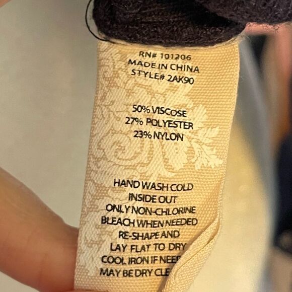 Soft Surroundings Navy Blue Turtle Neck with Button/Lace Cuffs - Picture 10 of 12